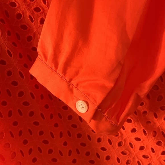 NWT Peter Som for Design Nation Eyelet Lace Cotton Orange 3/4 Sleeve Top: Size M - Picture 8 of 10